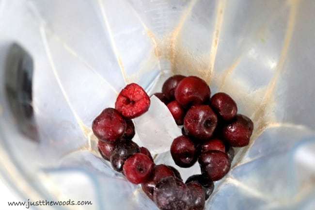 cherries and ice in blender 