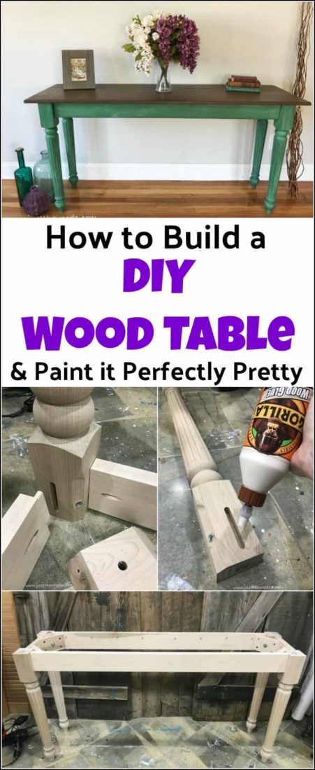 Curious how to make a wood table? This DIY wood table is easier than you think. Using a furniture kit you can create homemade wooden tables with ease. See how to make a wooden table the easy way and then paint it gorgeous in green. DIY wood table & painted furniture in one project. #howtobuildatable #howtomakeatable #paintedfurniture #furniturepainting #buildyourowntable #howtobuildawoodentable #DIYtableideas #buildingawoodtable #Osbornewoodproducts #DixieBellepaint
