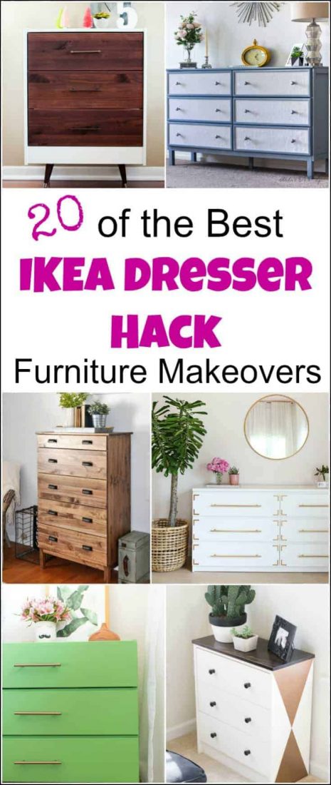 An Ikea dresser hack can transform a piece of basic flat furniture into so much more. Ikea hack ideas, #Ikeadressermakeovers #furniturehacks #dressermakeovers #IkeaMalmdresserhack #Ikeahacksdresser #Ikeahemnesdresserhack #Ikeahackdresser #Ikeadresserhacks #Ikearastdresserhack #Ikearasthack #Ikeapinedresser #DIYdresserideas #dresserideas #paintedfurnituremakeovers #furniturebeforeandafter