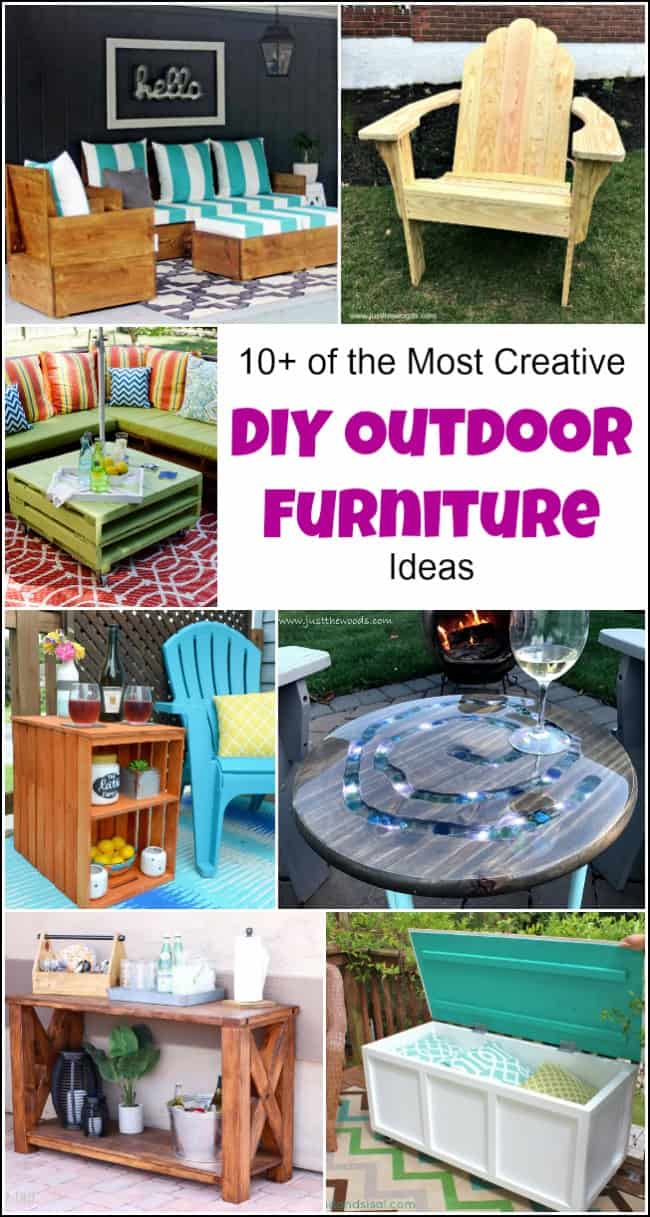 10+ of the Most Creative DIY Outdoor Furniture Ideas to make your yard the place to be. These DIY outdoor furniture projects will give you the best yard on the block. Easy to build outdoor furniture that you can do yourself. #diyoutdoorfurniture #diyoutdoorfurnitureideas #diyoutdoorfurnitureplans #diypatiofurniture #diyoutsidefurniture #homemadeoutdoorfurniture