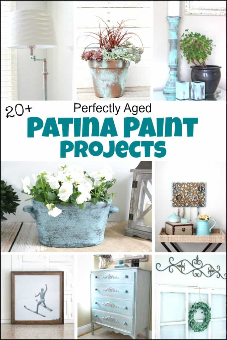 Patina paint projects are perfect for those who love that aged patina effect. Not everyone loves shiny and new. Some of us are more drawn to old things that proudly show their age with a layer of patina. Patina paint can be used to age your furniture, create a worn metallic finish, and even paint crafts for a unique look. Use a patina paint job on your next DIY creation for an aged look. #patinapaint