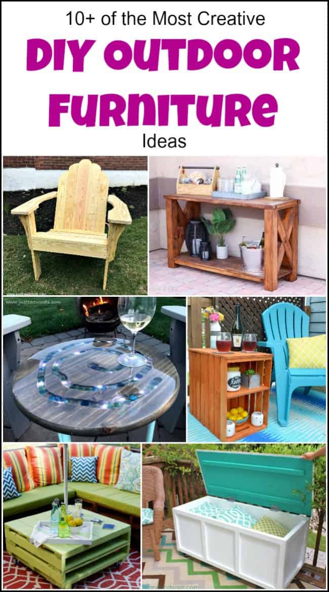 10+ of the Most Creative DIY Outdoor Furniture Ideas to make your yard the place to be. These DIY outdoor furniture projects will give you the best yard on the block. Easy to build outdoor furniture that you can do yourself. #diyoutdoorfurniture #diyoutdoorfurnitureideas #diyoutdoorfurnitureplans #diypatiofurniture #diyoutsidefurniture #homemadeoutdoorfurniture