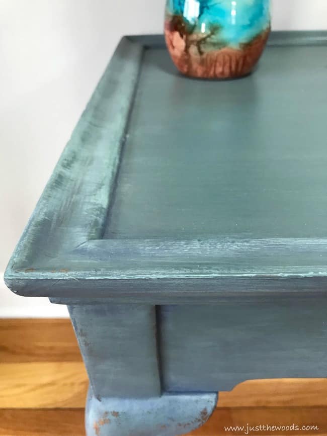 blended chalk paint, chalk painted furniture, blue painted table, coastal painted table