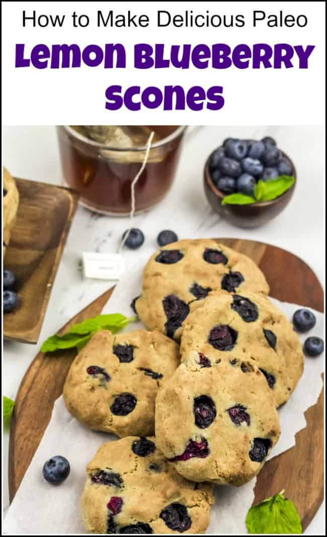 This healthy lemon blueberry scones recipe is paleo friendly and gluten free. These blueberry lemon scones are also delicious and easy to make. See how to make blueberry scones the easy way for a healthy breakfast or afternoon snack. A few simple ingredients for scones to make the best blueberry scones with lemon. #blueberrylemonscones #paleoscones #lemonbluberryscones #easybluberryscones