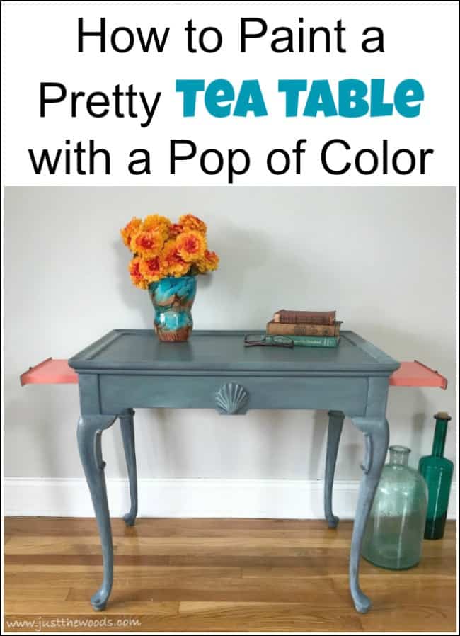 tea table makeover, painted tea table, coastal painted table