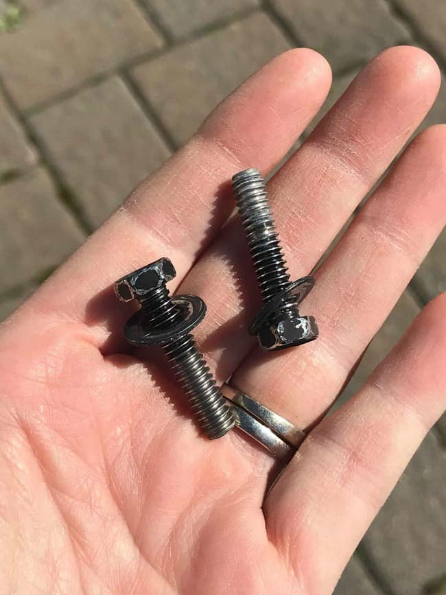 removed patio chair bolts, repair outdoor chairs