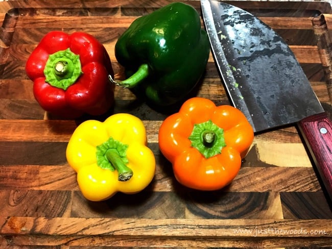 garden salad with peppers, colorful peppers in salad