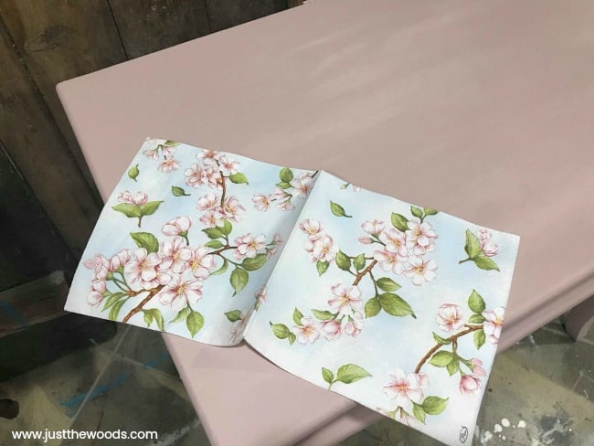 floral napkin decoupage, pink chalk paint, pink painted vanity, little girls vanity, vanity makeover, makeup vanity, painted vanity ideas