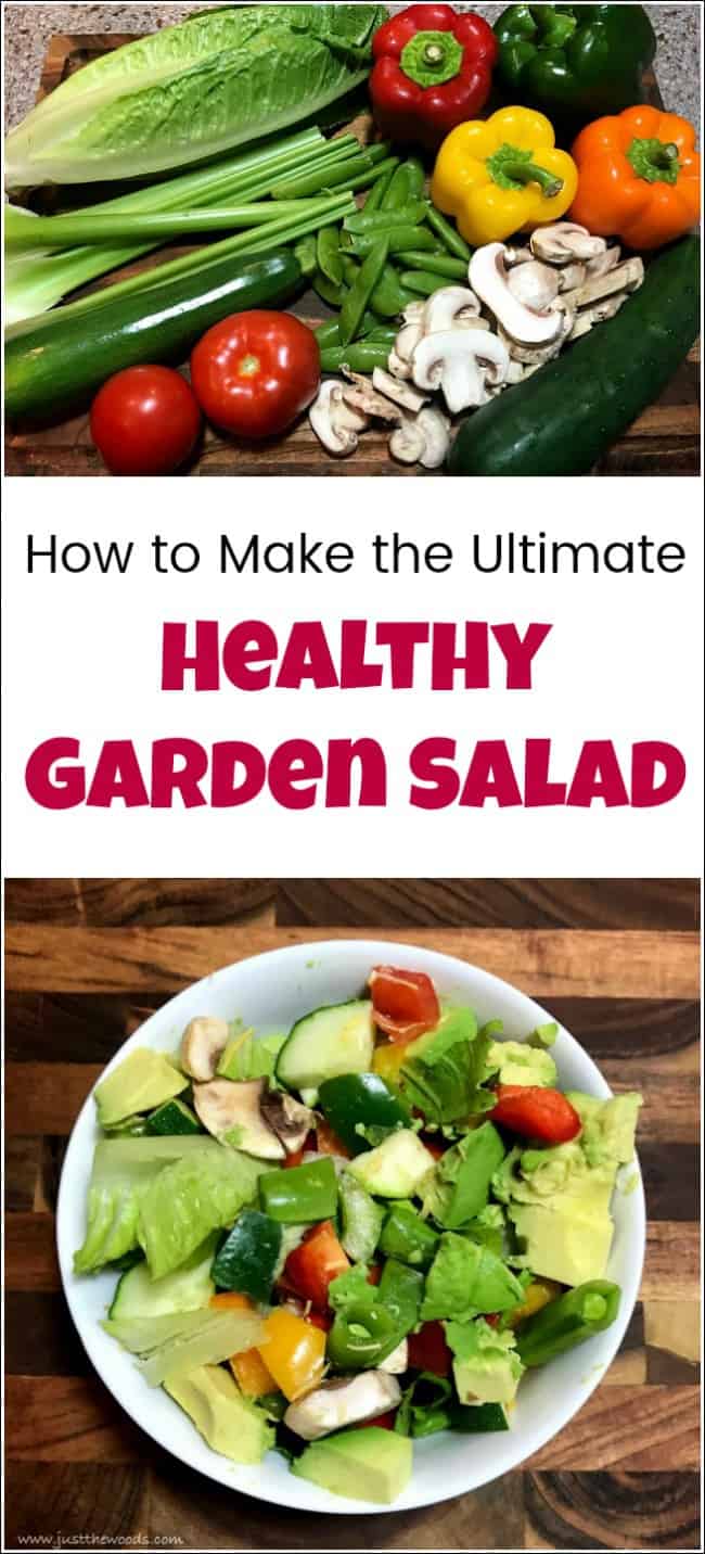 Make an easy and healthy garden salad that actually tastes great. This garden salad recipe is fun, easy and bursting with flavor and color. With garden salad ingredients that you can mix and match there's no pressure to do it wrong. Using a variety of vegetables you can make it however you'd like. #gardensalad #gardensaladrecipe #easygardensalad #healthysalad