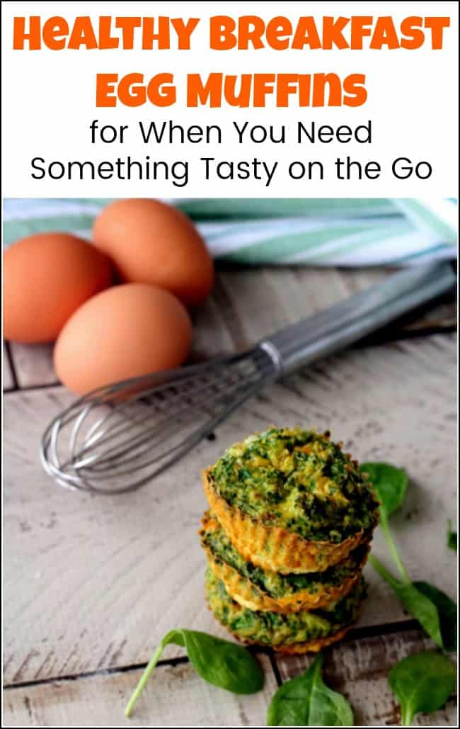 Healthy breakfast egg muffins make the perfect quick and easy food when on the go. They are also perfect for kids as they run out the door. These healthy breakfast egg muffins with spinach are also gluten-free for those looking for a wheat free breakfast egg muffins recipe. #healthybreaksfasteggmuffins #eggmuffinrecipe #glutenfreebreakfast