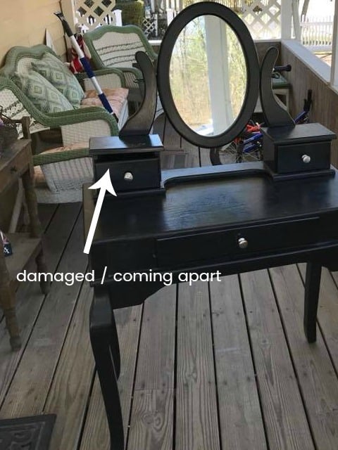 damaged vanity, trash to treasure little girls vanity