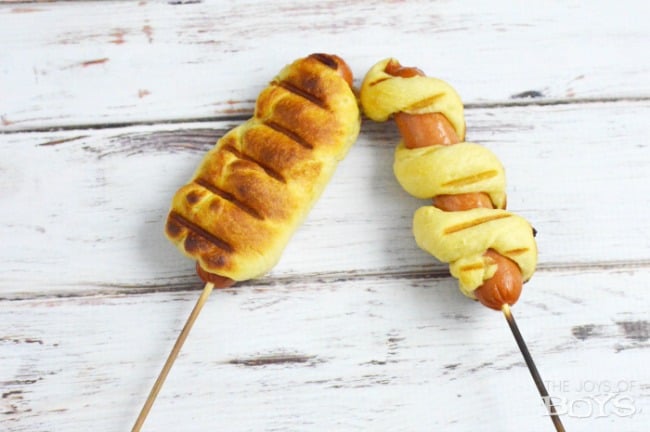 hot dog on a stick, Campfire Dinner Recipes, campfire dinners, camping meals recipes