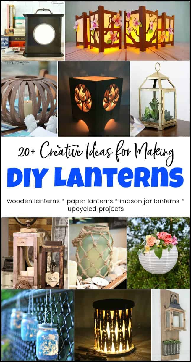 Get creative with so many ideas and tutorials for making DIY lanterns. From wooden lanterns, DIY paper lanterns and mason jar lanterns. Great DIY lantern projects for everyone. #diylanterns #DIYpaperlanterns #diymasonjarlanterns #diywoodenlanterns 
