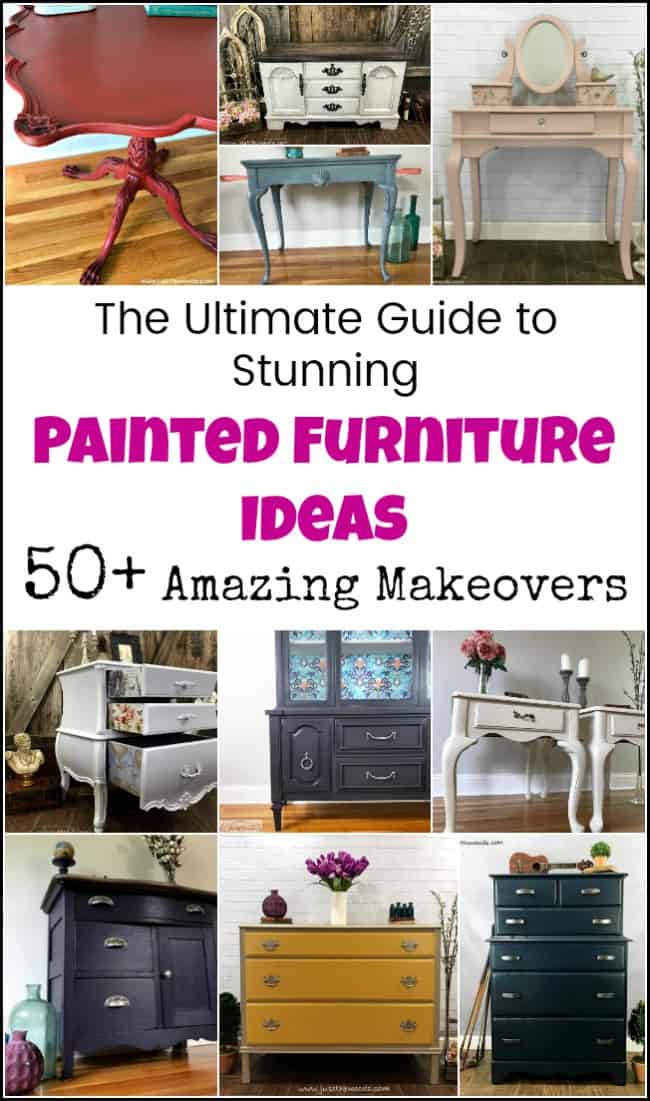 When it comes to painted furniture ideas it is easy to get overwhelmed. I can help make your search for painted furniture ideas easier. Whether you are looking for painted table ideas, painted dresser ideas or painted desk ideas here are some of the best painted furniture makeovers to inspire you. #paintedfurnitureideas #paintedfurniture #chalkpaintideas #chalkpaintfurnitureideas #paintingideas