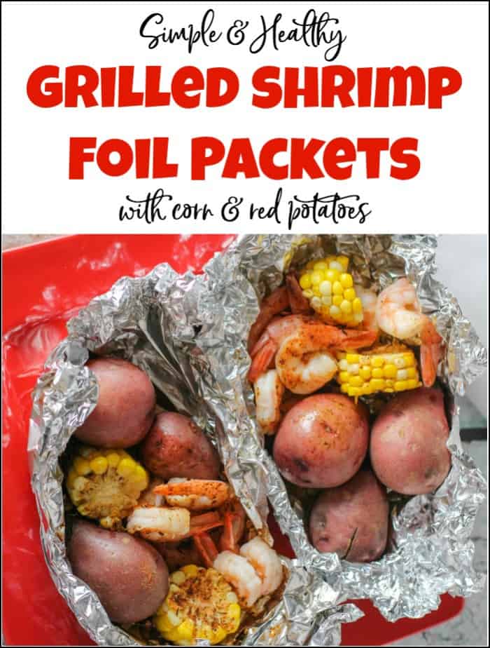 Grilled shrimp foil packets are a delicious and easy foil packet recipe for when you want shrimp on the grill in foil. You will love these shrimp boil foil packets full of corn, shrimp and potatoes. #shrimpfoilpackets, #foilpackets #shrimpboilfoilpackets #howtocookshrimponthegrill #cookingshrimponthegrill