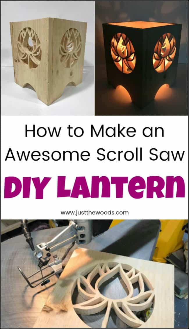 Light up your home or your yard with this DIY lantern project. See how to make a lantern with a scroll saw. Pick a lantern pattern and get creative. Build your own unique wooden lanterns in any style you like. #diylantern #howtomakealantern #powertoolchallenge #woodenlantern #diylanternideas #woodencandlelanterns #diylanterns