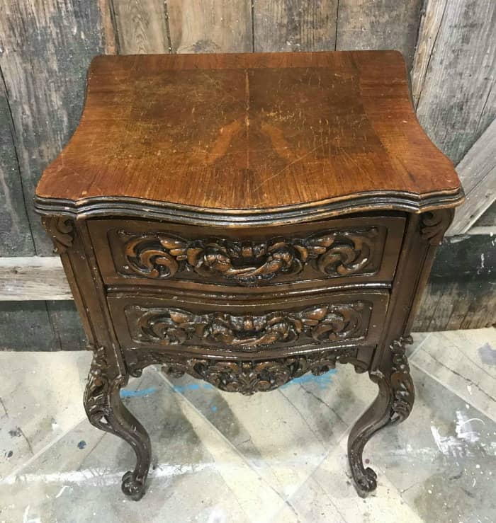 vintage ornate table, wooden furniture, ornate wood table