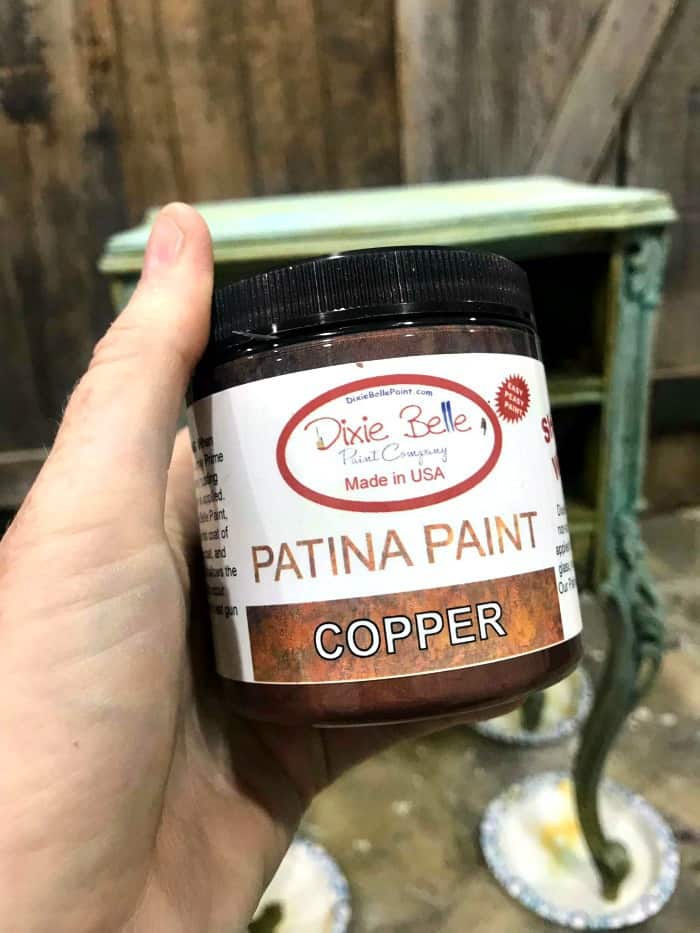 patina paint, copper paint, painting with patina, Painting Wood Furniture