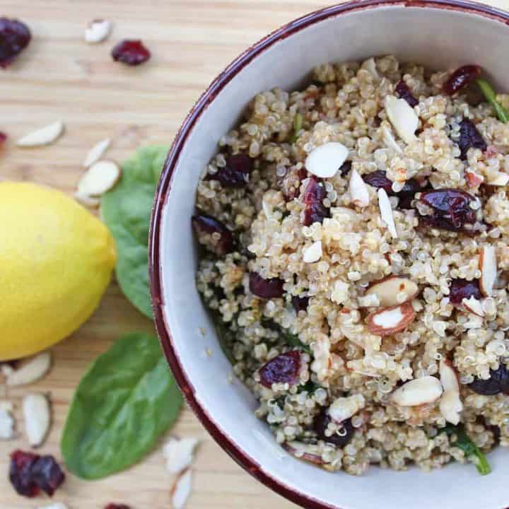 Quinoa Cranberry Salad with Spinach & Almonds