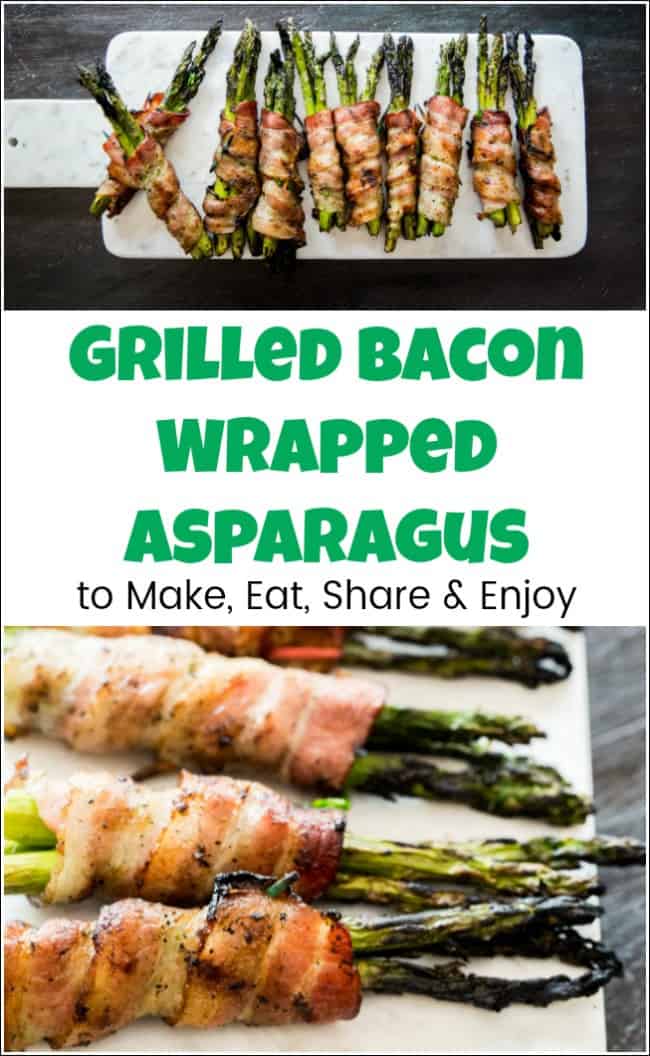 Deliciously grilled bacon wrapped asparagus recipe to impress your guests and satisfy your taste buds because everyone loves bacon. #baconwrappedasparagus #baconwrappedasparagusrecipe #homeright #electrolight #grilledasparaguswithbacon #baconasparagus