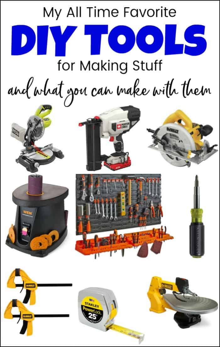 DIY tools can be fun and necessary in any home. Whether you are a beginner looking for a household tool kit, or ready to dive in with a full power tool set. This power tools list of essential tools will help get you ready for your next project. These are my must-have tools for DIY and a wide variety of inspiration and tutorials to inspire you. #diytools #powertoolslist #essentialtools #musthavetoolsforDIY #powertoolset #essentialtoolsforhome #musthavetools #woodworkingtools 