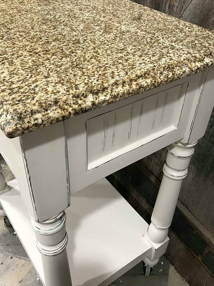 distressed furniture, distressed wood, white distressed painted furniture, stone top table