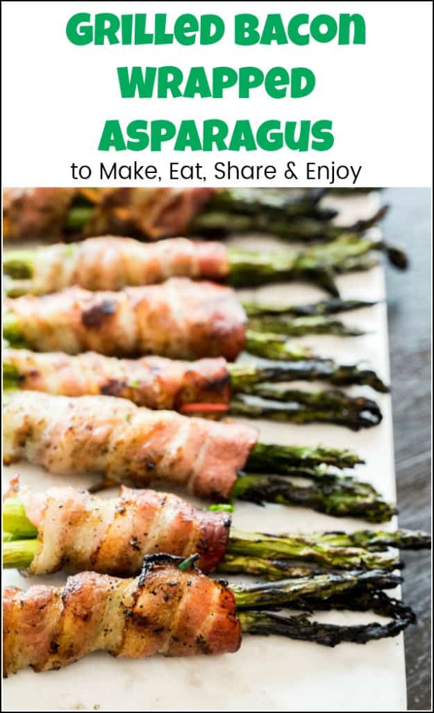 Delicious grilled bacon wrapped asparagus recipe to impress your guests and satisfy your taste buds because everyone loves bacon. #baconwrappedasparagus #baconwrappedasparagusrecipe #homeright #electrolight #grilledasparaguswithbacon #baconasparagus