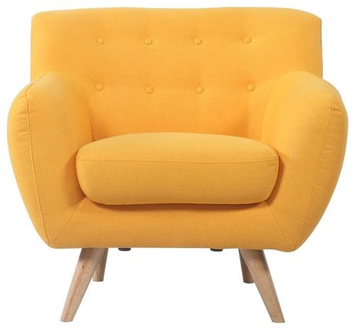 Yellow Furniture, yellow chair, yellow accent chair, yellow arm chair, modern yellow chair