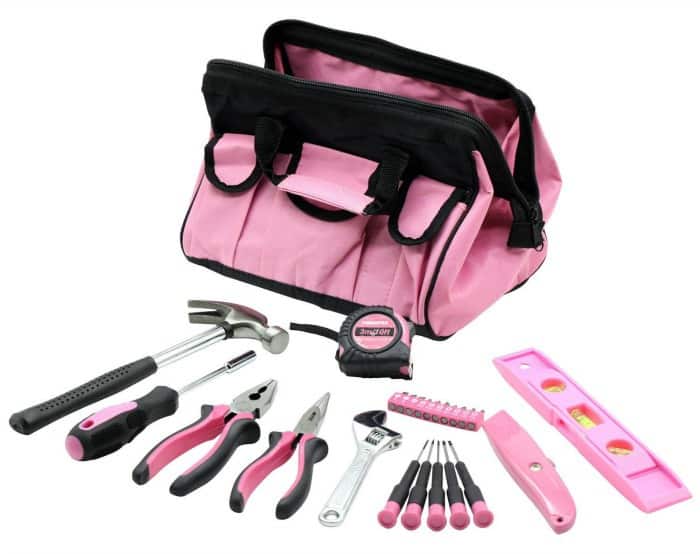 household tool kit, pink tools, tools for women, essential tools, essential tools for home, diy tools
