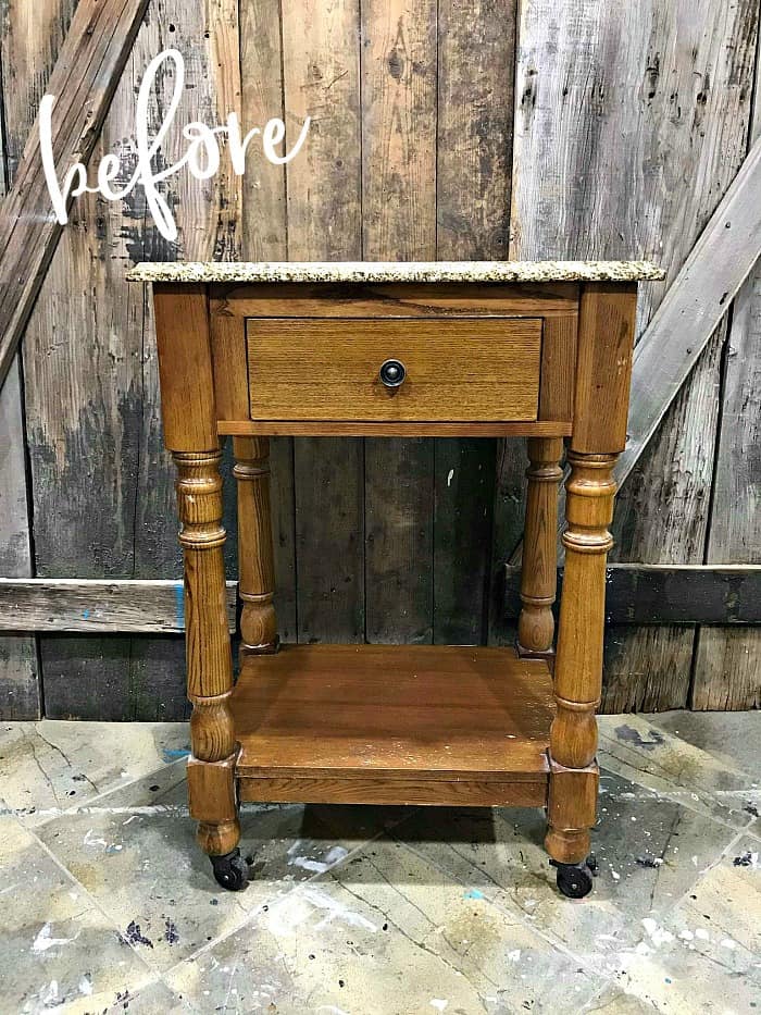 distress painted wood, oak wooden kitchen cart, brown kitchen cart with stone top