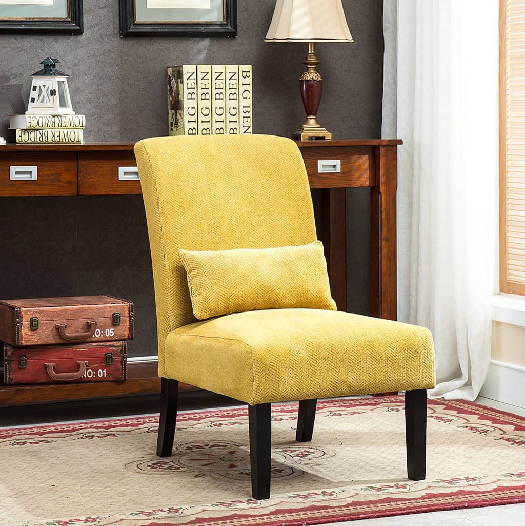 armless yellow chair, Yellow Furniture, yellow chair, yellow accent chair, modern yellow chair
