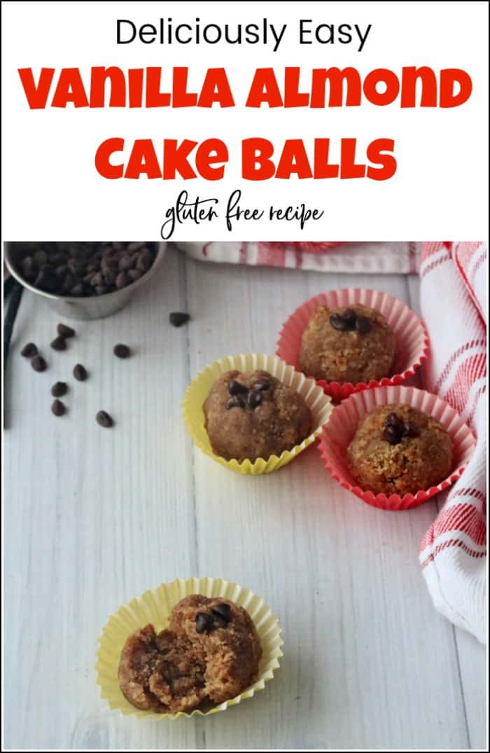 Whether you call them cake balls or cake pops this delicious cake ball recipe is easy, gluten-free and so good. See how to make cake balls with a few clean ingredients. #cakeballs #vanillacakeballs #cakeballsrecipe #cakepops #glutenfreesnacks #vanillacakepoprecipe 