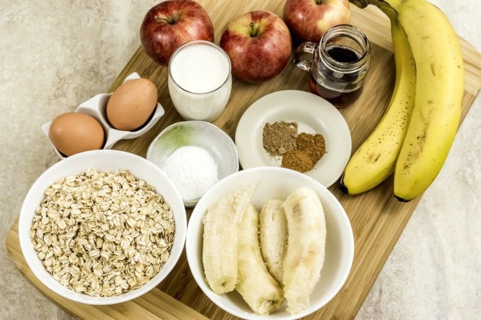 apple muffins, banana muffins, oatmeal muffins, breakfast muffins, apple oatmeal muffins