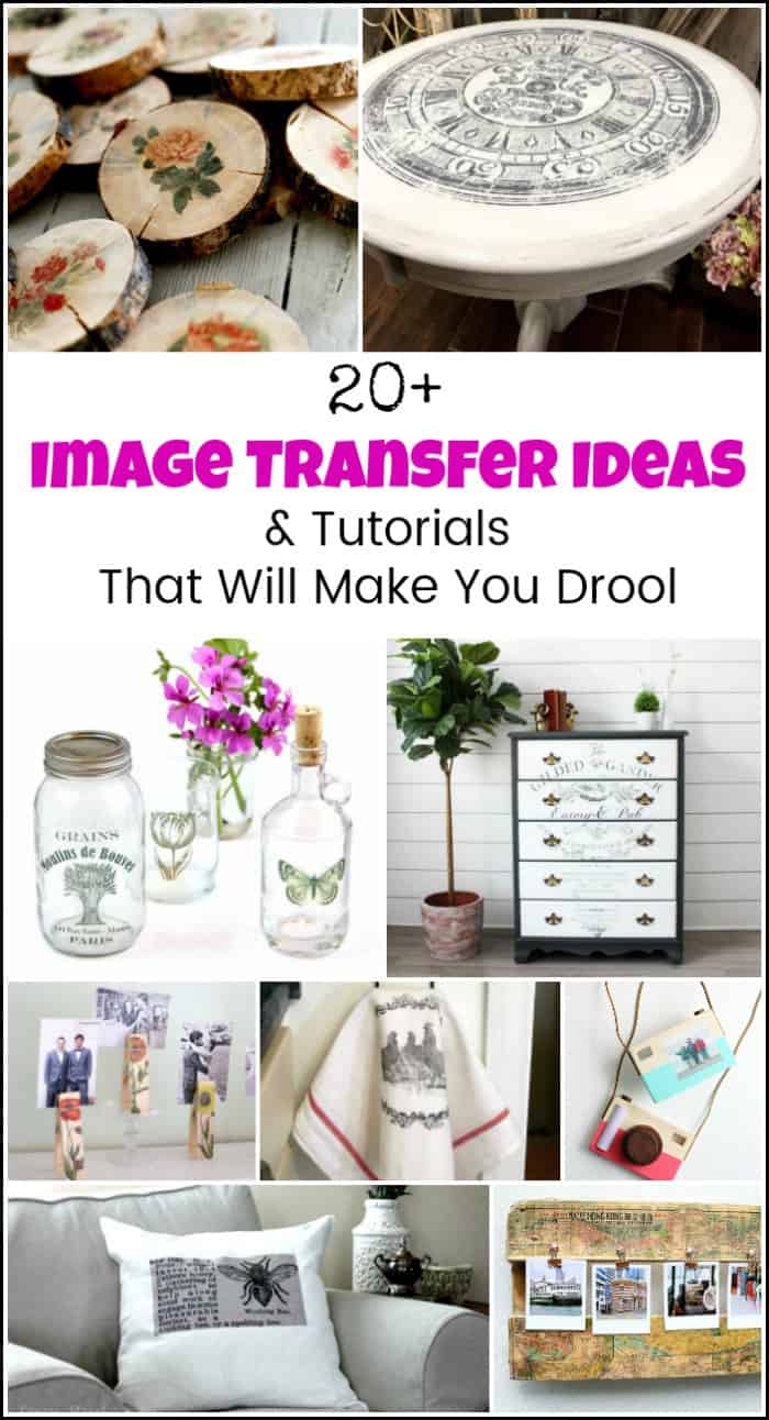 So many image transfer ideas. From how to transfer images to wood, photo transfer to canvas tutorials, image transfers to fabric and even photo transfer to glass. #imagetransfers #imagetransferideas #imagetransfertowood #transferpicturetowood #phototransfer #transferimagetowood #phototransfertoglass