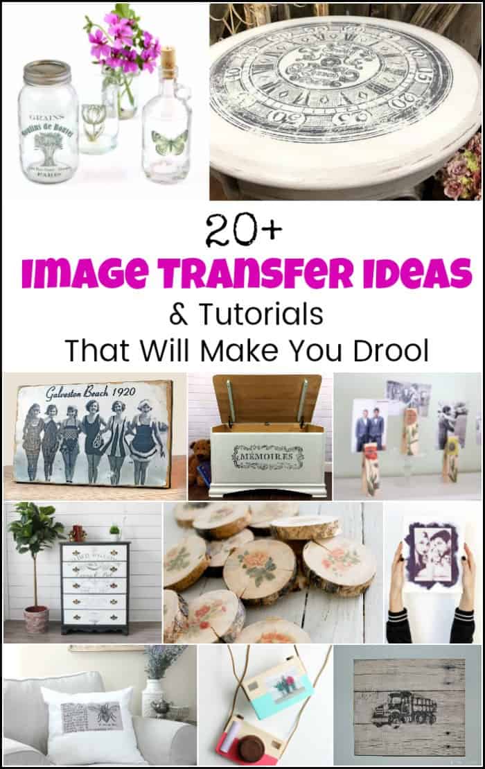 So many image transfer ideas. From how to transfer images to wood, photo transfer to canvas tutorials, image transfers to fabric and even photo transfer to glass. #imagetransfers #imagetransferideas #imagetransfertowood #transferpicturetowood #phototransfer #transferimagetowood #phototransfertoglass