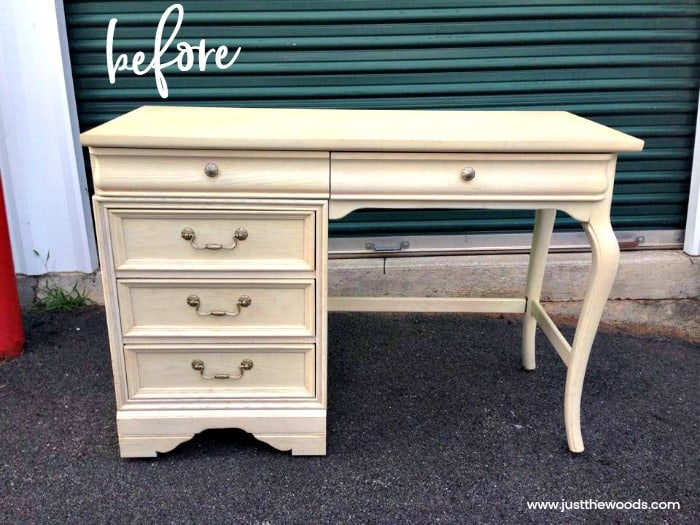 white desk, white lexington furniture desk, desk before paint