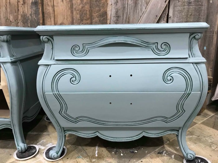 how to paint furniture, paint furniture tutorial, painting wood furniture, blue painted chests