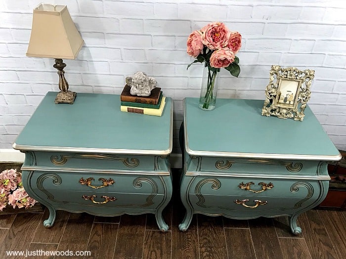 blue painted bombe chests, blue painted furniture, painted bedroom furniture, beauty and the beast bombe chest