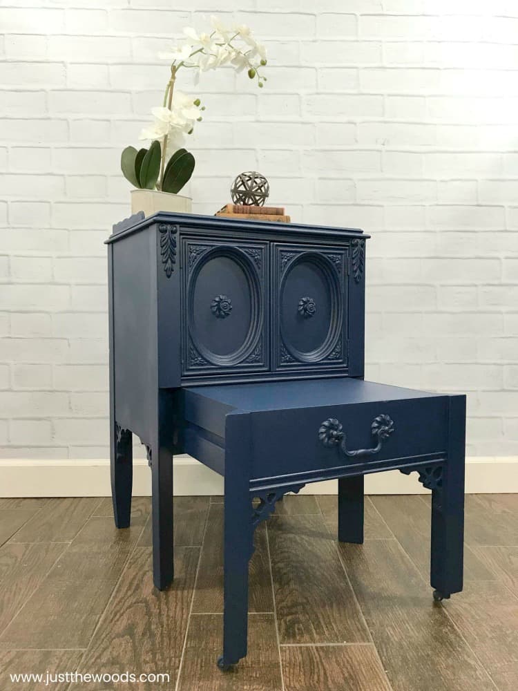 blue painted table, blue painted furniture,