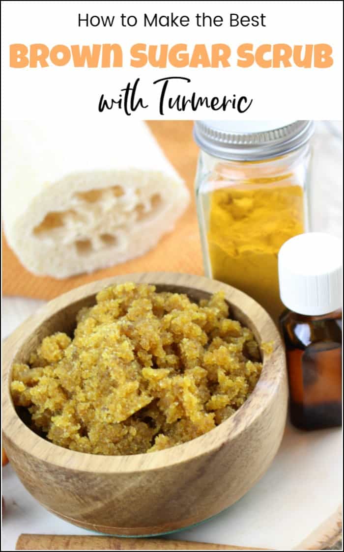 See how to make your own brown sugar scrub. Let's add turmeric and make an amazing brown sugar body scrub with so many benefits. Homemade sugar scrub with turmeric and cinnamon bark is a great homemade exfoliator. #brownsugarscrub #homemadesugarscrub #sugarscrubrecipe #diysugarscrub #homemadebodyscrub