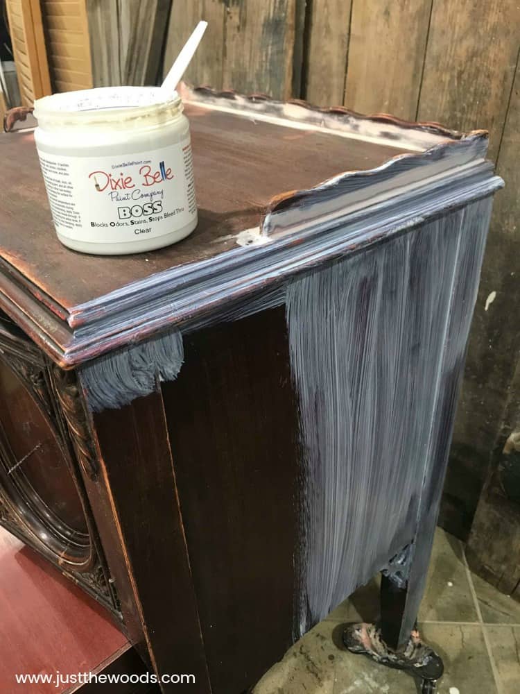 How to Stop Bleed Through When Painting Furniture stop bleed thru, block bleed through, stop wood stains from coming through paint