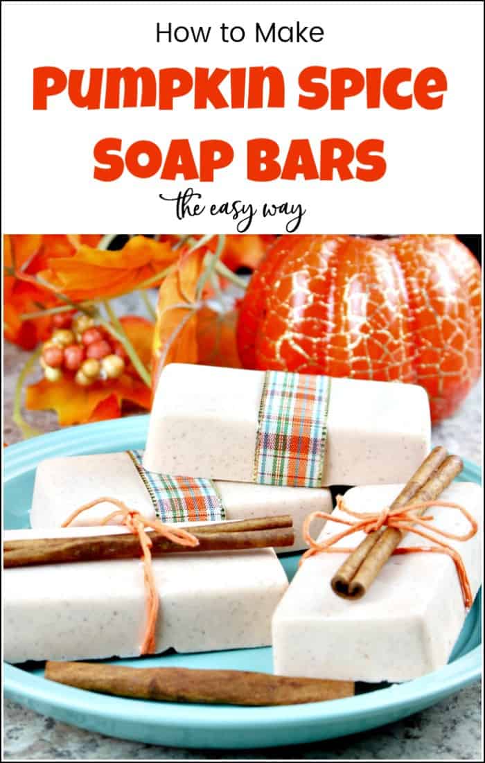 See how to make soap at home with this super easy DIY soap bars recipe in the all loved pumpkin spice scent. You will love this all natural soap. #pumpkinspice #DIYsoap #DIYsoapbars #homemadesoap #howtomakesoap #pumpkinsoap #handmadesoap #soapmaking