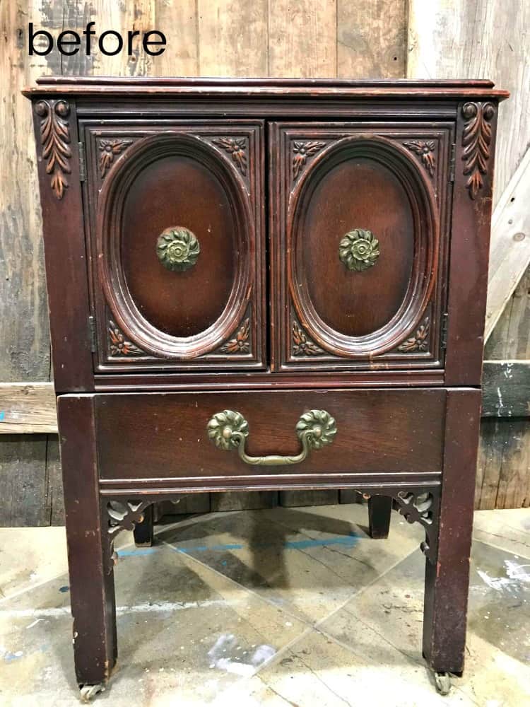 vintage table, brown wood table, ornate table, mahogany table, spray paint furniture