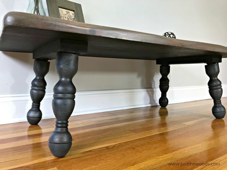 black painted furniture, wood stain, black stain, brown stain, rustic wood coffee table