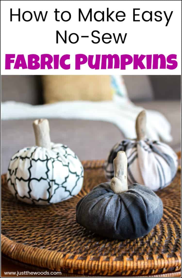 Fabric pumpkins make the perfect addition to your Fall home decor. See how to make fabric pumpkins the easy way with this no-sew fabric pumpkins tutorial. No need to break out the sewing machine when you can create DIY fabric pumpkins with just a few simple steps. #fabricpumpkins #nosewfabricpumpkins #clothpumpkins #DIYfabricpumpkins