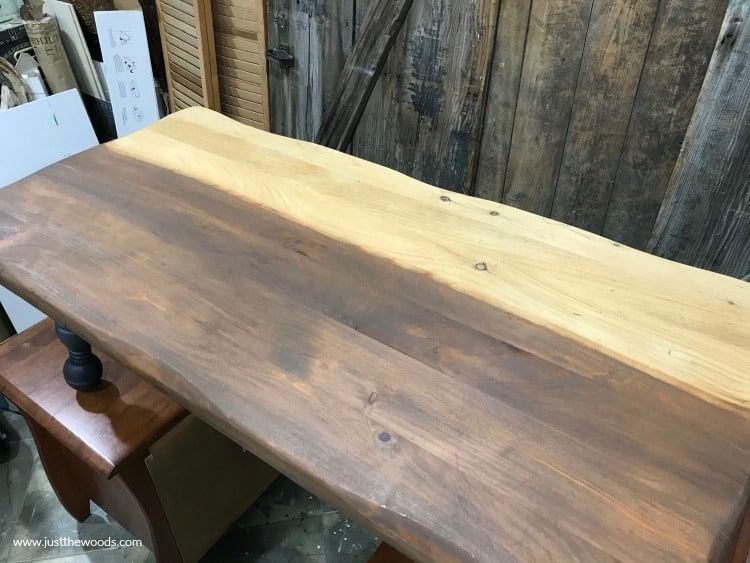 how to stain a table, refinishing a wood table, how to refinish a table, rustic wood coffee table