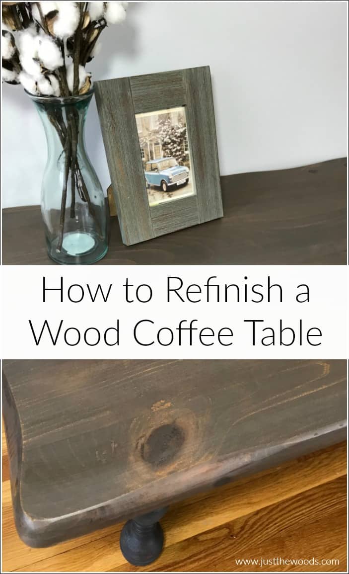 See how to refinish a rustic wood coffee table with beautiful results. Transform an old wood coffee table into a gorgeous rustic coffee table in a few steps. #refinishingatable #rusticcoffeetable #woodcoffeetable ##howtorefinishfurniture #howtorefinishatable #smallwoodentable #paintedcoffeetables #coffeetablemakeover