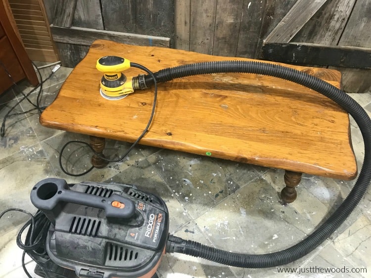 sanding indoors, attach shop vac to electric sander