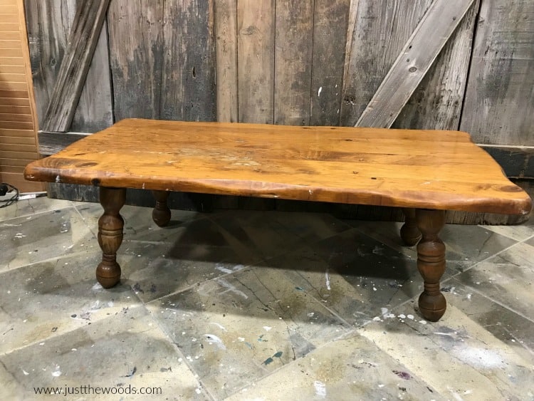 solid wood coffee table, rustic wood coffee table, damaged wood table