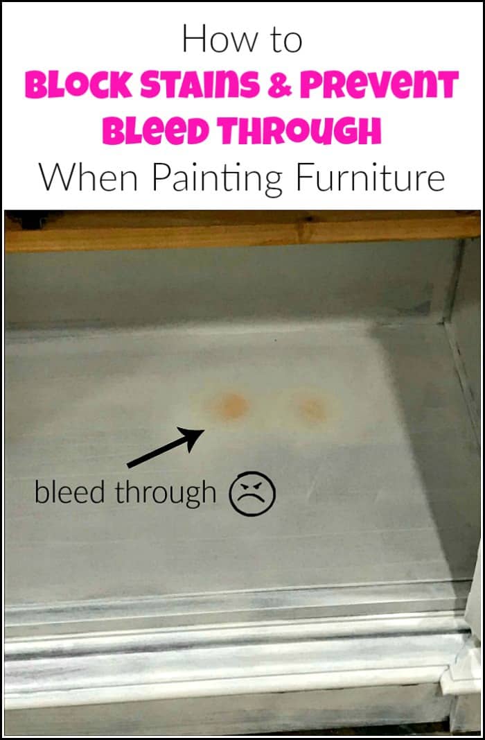 When painting furniture you may run into issues like bleed through and stains. See how to stop the bleed through of wood tannins when you paint furniture. Block stains and prevent bleed through with a few different methods when furniture painting. #stopbleedthrough #preventbleedthrough #stopbleedthru #bleedthru #blockwoodstain #paintingfurniture